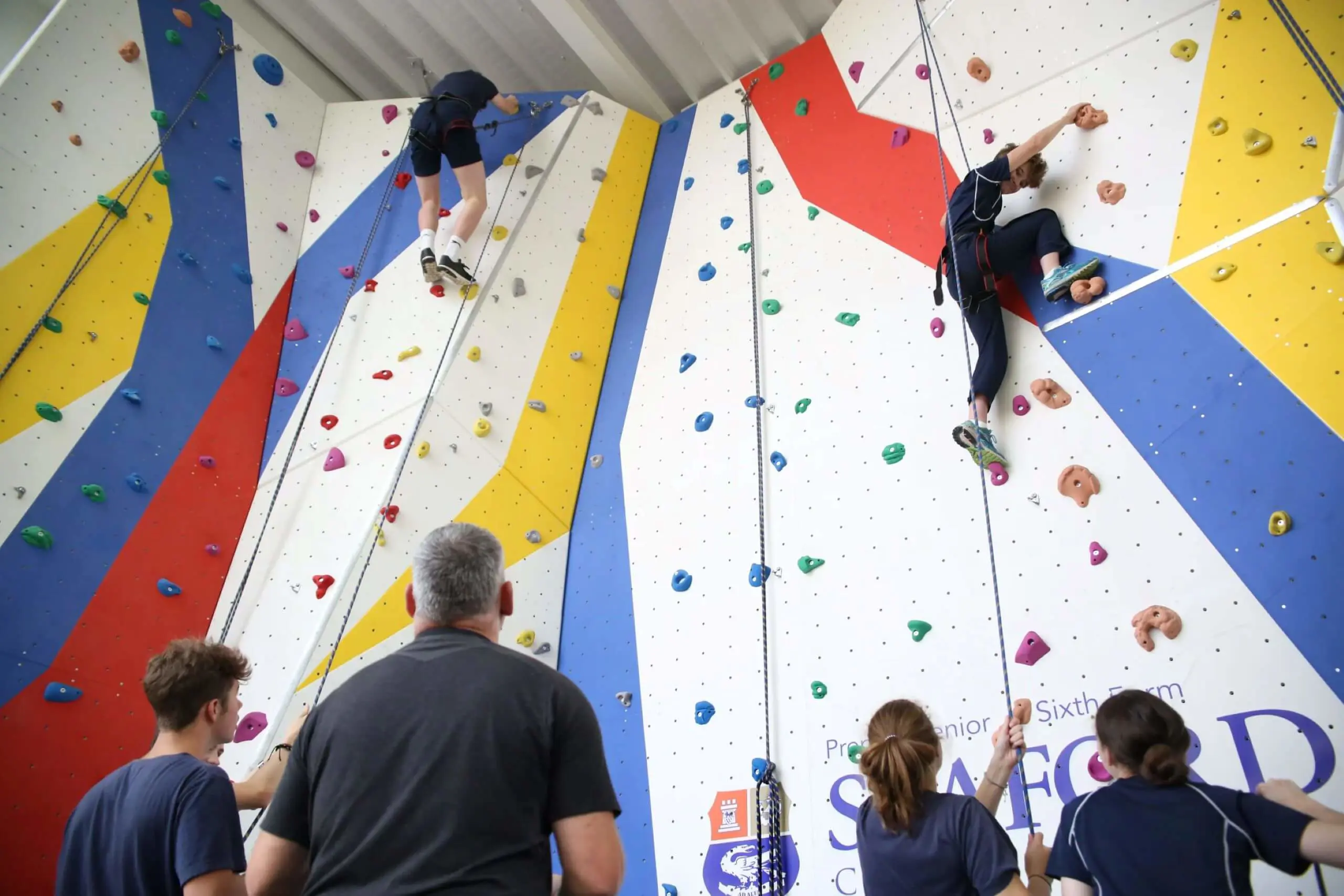 Seaford College students at a climbing centre.