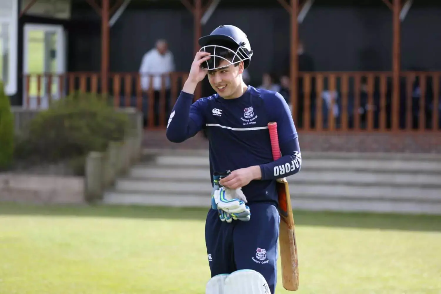 Seaford College pupil playing cricket.