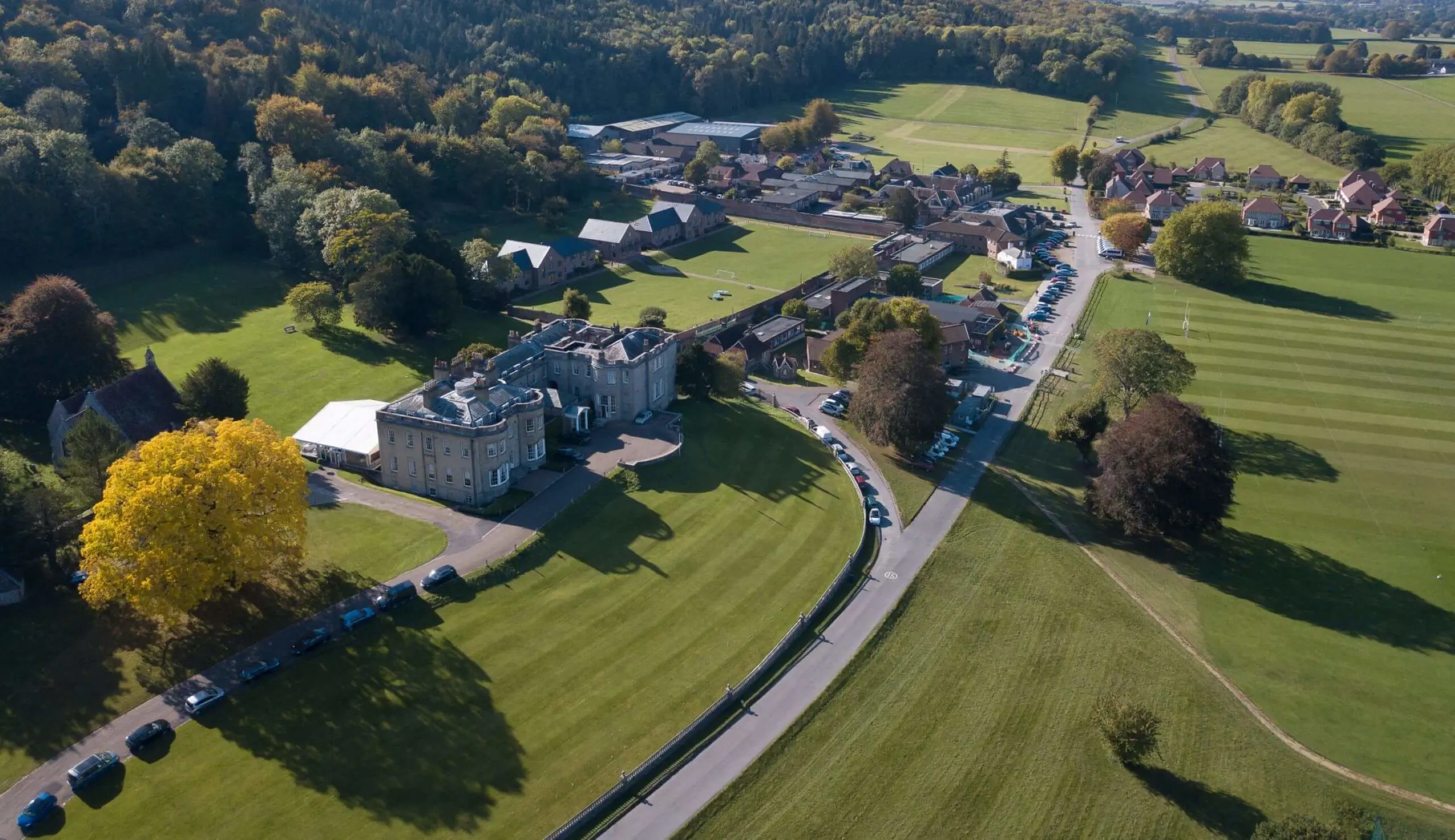 Aerial view of Seaford College campus.
